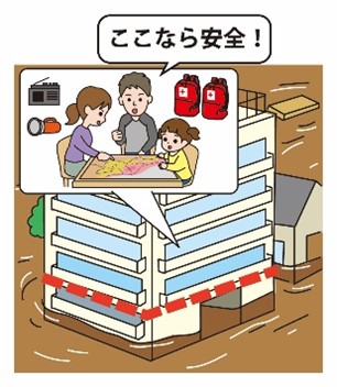 上階に留まるイラスト