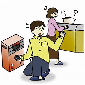火の元を確認しているイラスト