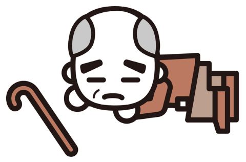 倒れるおじいさんの図