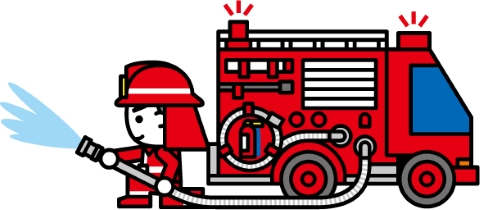 消防士の放水のイラスト