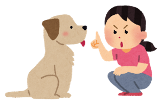 ペットにしつけをするイラスト