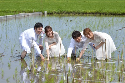 田んぼで結婚式の様子2