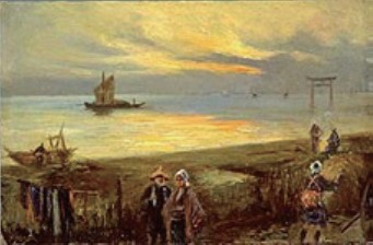 ジョルジュ・ビゴー「稲毛の夕焼け」の画像