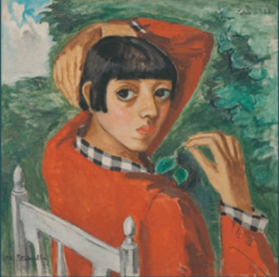 板倉 鼎「白い椅子の須美子」の画像