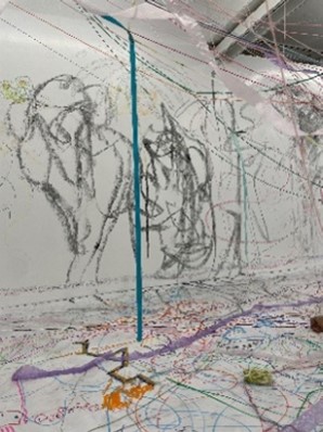 VALLOON STUDIO渋谷で行われたワークショップの様子 壁や床に絵が描かれている