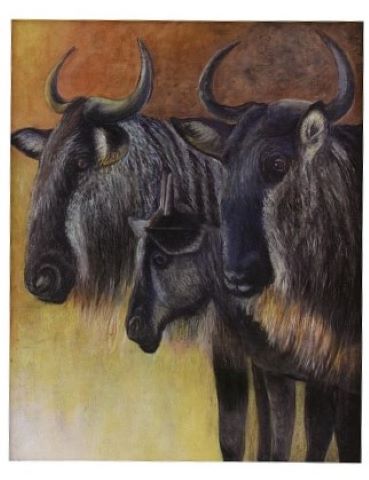 日本画受賞作品写真「サバンナの風」