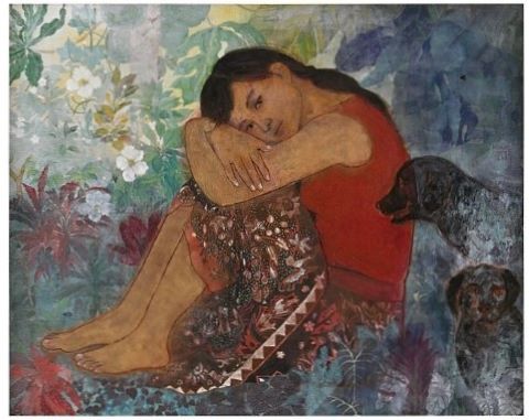 日本画受賞作品写真「昼下がり」