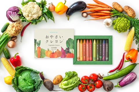野菜や果物をアップサイクルして生まれたクレヨンのイメージ