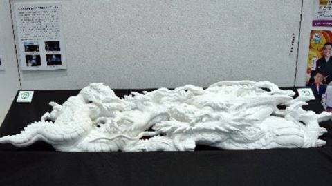 南房総市住吉寺 観音堂 向拝彫刻 「子曳き龍」実寸大レプリカ作品写真