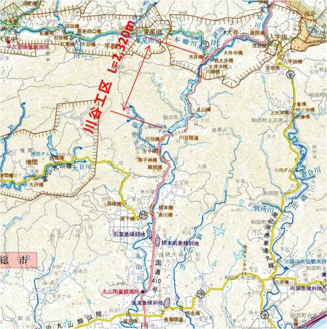 一般国道410号道路改良事業の事業箇所位置図