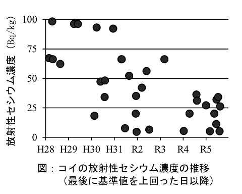 コイの放射性セシウム濃度の推移