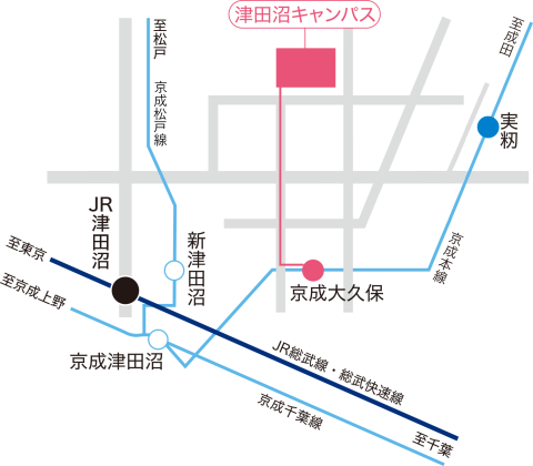 日本大学生産工学部（津田沼キャンパス）の案内図