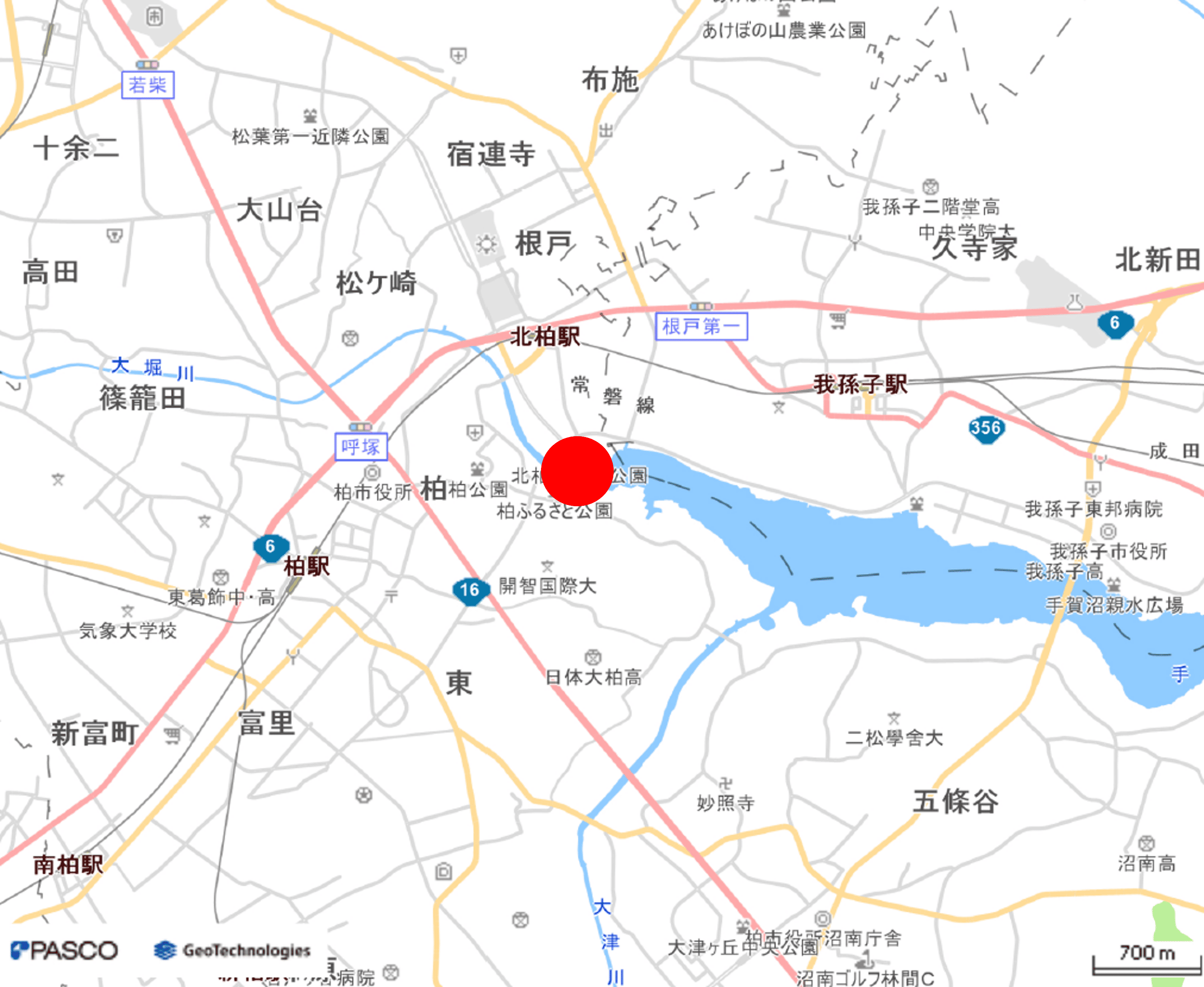 指定した区域が分かる画像