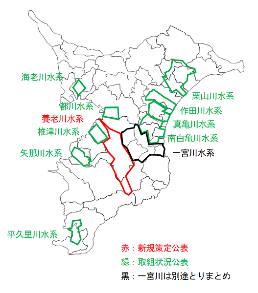 県内の流域治水プロジェクト策定状況図