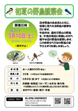 初夏の野鳥観察会のイベントチラシ