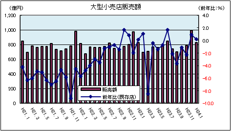 大型小売店販売額（平成24年1月）