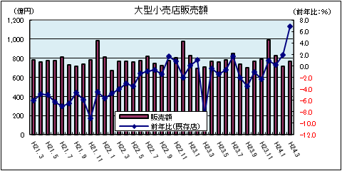 大型小売店販売額（平成24年3月）