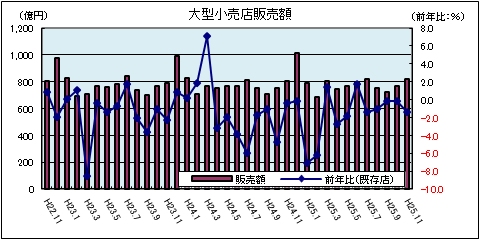 大型小売店販売額（平成25年11月）