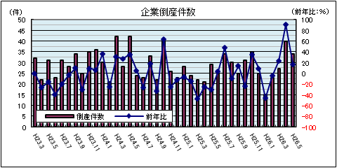 企業倒産件数（5月）