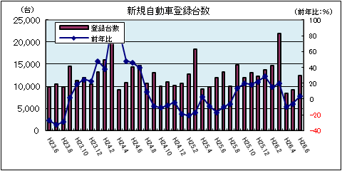 新規自動車登録台数（6月）