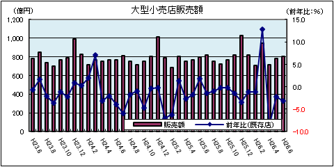 大型小売店販売額（6月）