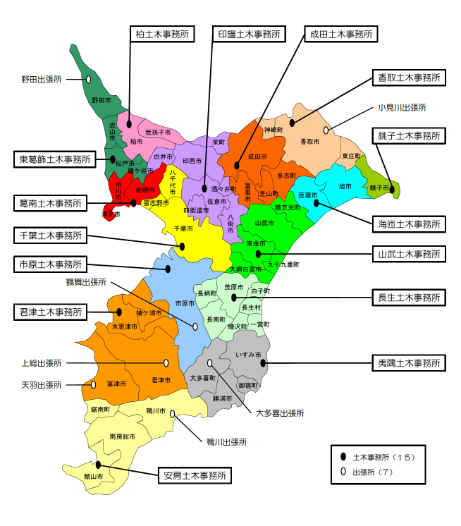 県土整備部出先機関所管図