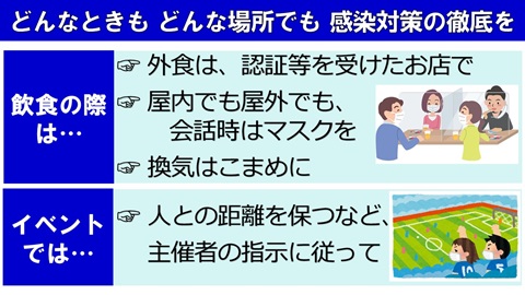 どんなときも、どんな場所でも、感染対策の徹底を