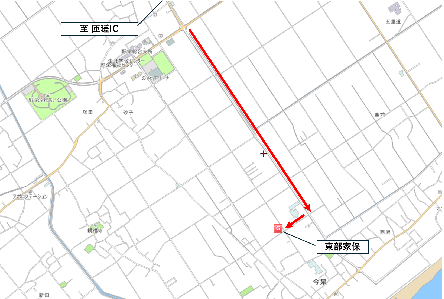 匝瑳インターチェンジから東部家畜保健衛生所までの地図