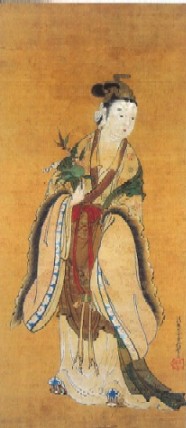 絹本極彩色軸装西王母図の写真