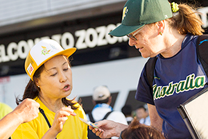 第16回WBSC世界女子ソフトボール選手権大会での実地トレーニング（2018年8月、千葉会場エリア）