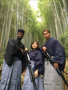 Tourists in samurai garb