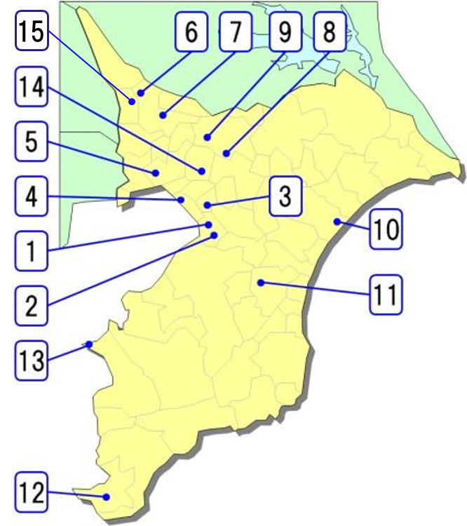 県立都市公園の位置図