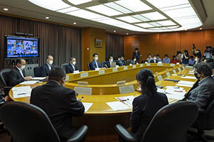 第31回千葉県新型コロナウイルス感染症対策本部会議の様子