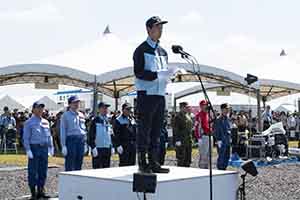 第72回利根川水系連合・総合水防演習あいさつの様子
