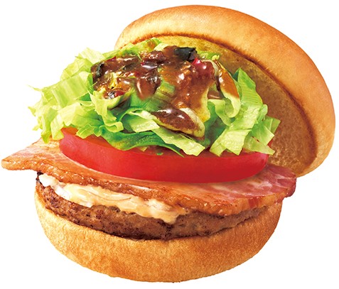 黒アヒージョ ベーコンバーガーの画像