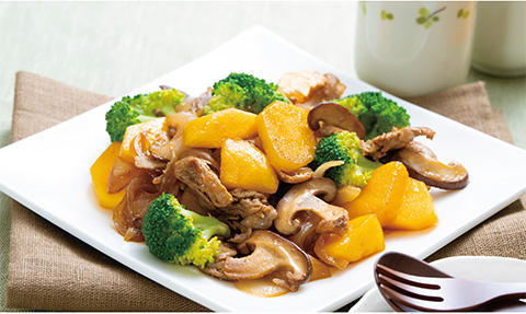 柿と豚肉の中華風炒めの調理後の写真