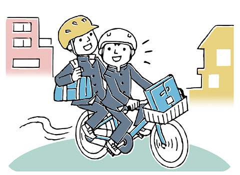 自転車二人乗りイラスト