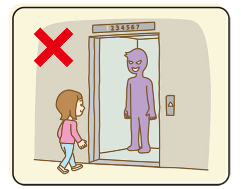 こどもが知らない人とエレベーターに二人きりで乗らないイラスト