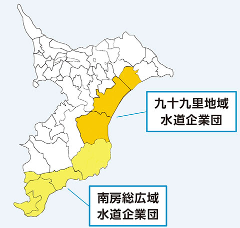 令和8年3月31日までの給水事業体の区域図