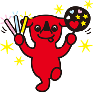 うちわやペンライトを持って推し活をするチーバくんイラスト