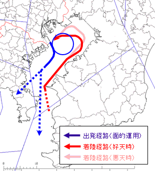 深夜早朝飛行ルート（南風）