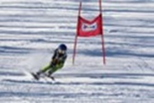 アルペン競技（少年女子）原田選手の滑走中の写真