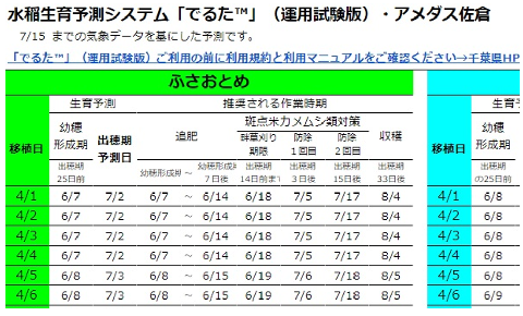 「でるた™」一覧表の表示例