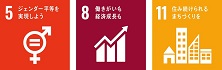 SDGsの17の目標（5,8,11のアイコン画像）