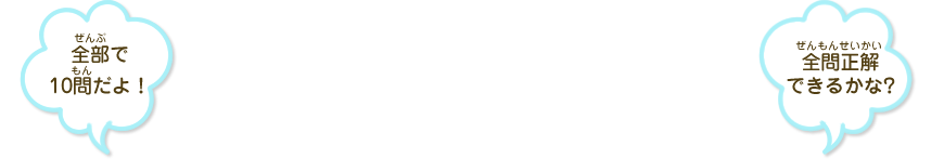 全部で10問だよ！全問正解できるかな？