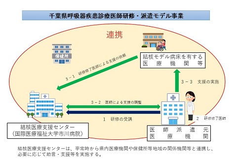 千葉県呼吸疾患診療医師研修・派遣モデル事業の模式図