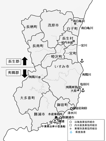 勝浦水産事務所の所管区域図