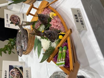 船型の器に盛られた「布良瀬一本釣くろむつ」のお造り