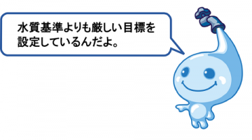 水質基準よりも厳しい目標を設定しているんだよ。 水質基準よりも厳しい目標を設定しているんだよ。