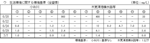 水質分析結果（全窒素）